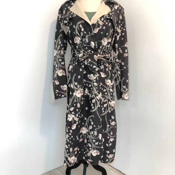 ANTHRO Solitaire Floral Vegan Suede Trench Coat - Picture 1 of 12